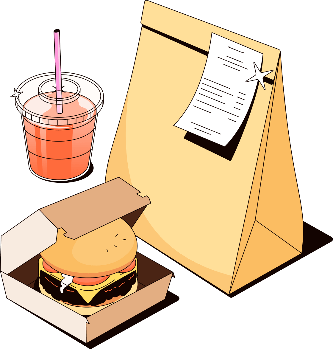 Illustration click and collect restaurant